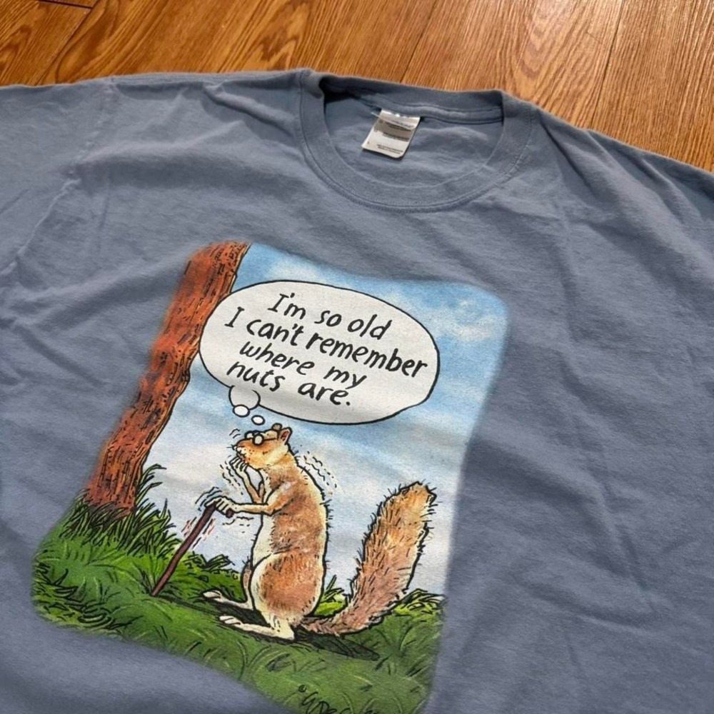 Humor Men's Shirt Comedy So‎ Old I Forgot Where My Nuts Are Blue Size Large